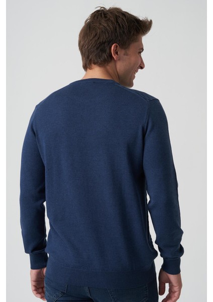 Alcácer Do Sal 4035 0 Yaka Pamuklu Triko Indigo fırsatları