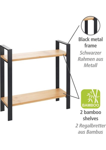 Metal Çerçeveli Bambu Mutfak Rafı