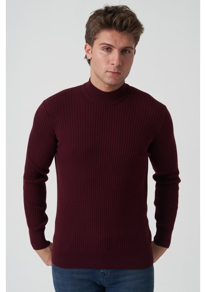 Águeda 1284 Slim Fit Yarım Balıkçı Triko Bordo
