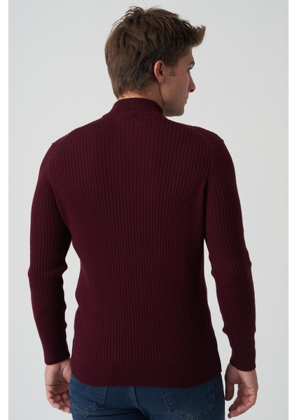 Águeda 1284 Slim Fit Yarım Balıkçı Triko Bordo fırsatları