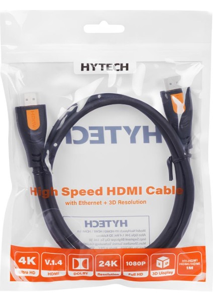 Hy-Hdm1 Altın Uçlu 24K 1.4 Versiyon 3D HDMI Görüntü Aktarma Kablosu 1.5mt