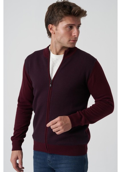 Abrantes K491 Slim Fit Fermuarlı Triko Hırka K.bordo fiyatları