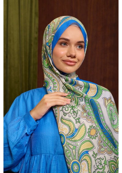 İpekhan Soft Pamuk Etro Desen Şal 3048-04 Yeşil Saks