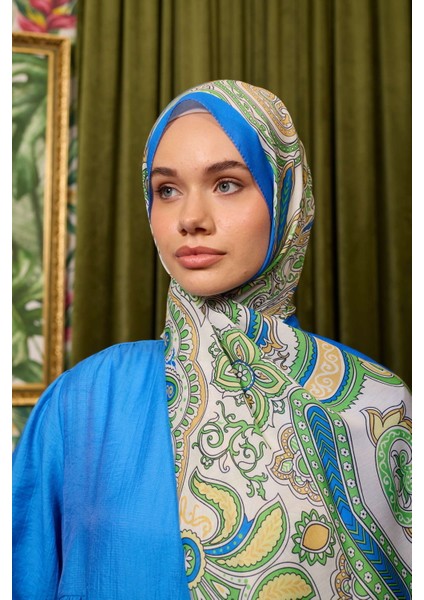 İpekhan Soft Pamuk Etro Desen Şal 3048-04 Yeşil Saks modelleri