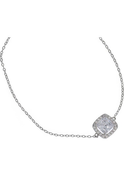 Kadın Kare Taş Detay Gümüş Bileklik