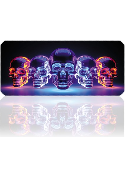 90X40 Bright Skull Xxl Büyük Boy Ilyuka MP209040 Gaming Mousepad Dikişli Kenar Kaymaz Taban 90X40CM fiyatları