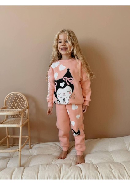 Kuromi Karakter Detaylı Pamuklu Alt-Üst Eşofman Takımı