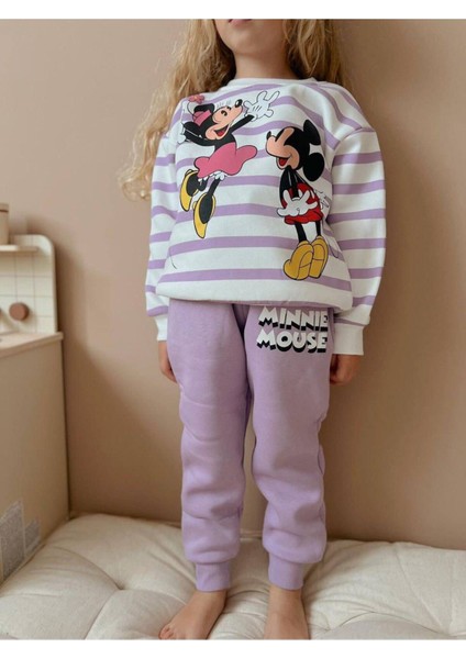 Mickey Mouse Karekter Baskılı Şardonlu Pamuklu Alt Üst Takım fiyatları