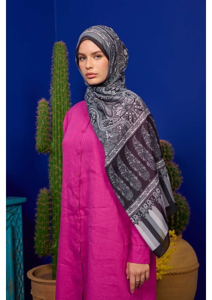 İpekhan Soft Pamuk Etro Desen Şal 3049-02 Siyah Gri fiyatları
