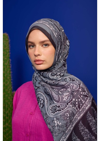 İpekhan Soft Pamuk Etro Desen Şal 3049-02 Siyah Gri modelleri