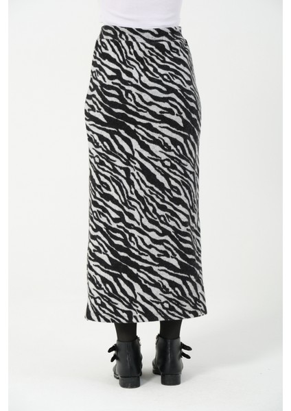 Uzun Spor Kalem Etek Zebra Desen Kışlık Jakar Kumaş Esnek Etek Maxi Boy 100CM fiyatları