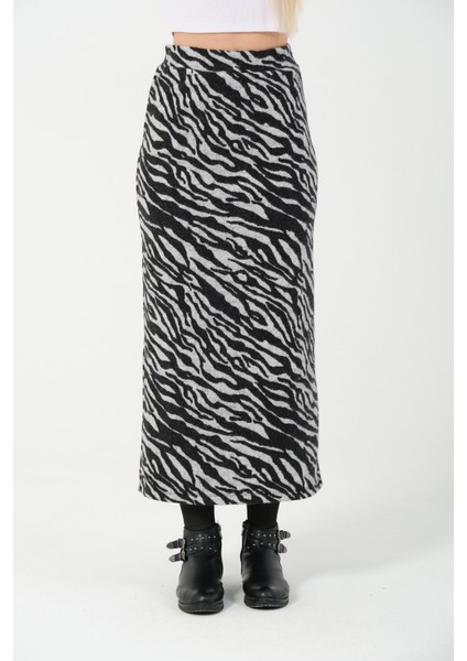 Uzun Spor Kalem Etek Zebra Desen Kışlık Jakar Kumaş Esnek Etek Maxi Boy 100CM indirimleri