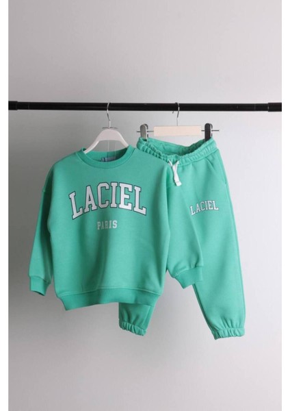 Unisex Laciel Basklı Detaylı Pamuklu Alt-Üst Eşofman Takımı