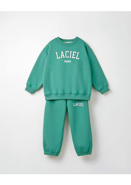 Unisex Laciel Basklı Detaylı Pamuklu Alt-Üst Eşofman Takımı