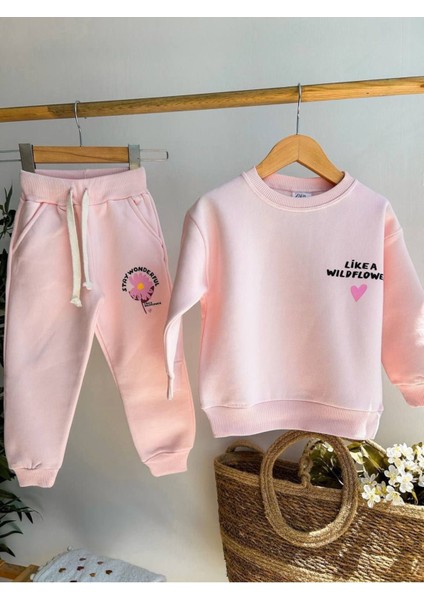Kız Çocuk 3iplik Şardonlu Sırt Baskı Detaylı Alt Üst Takım fiyatları