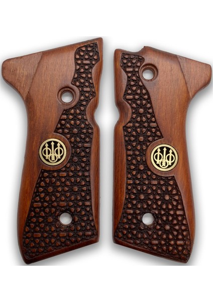 Zib Grips Silah Kabzası - Girsan Yavuz 16, Beretta F92 ile Uyumlu - Meşe Renk - Metal Logolu - BRTF92MS018L1