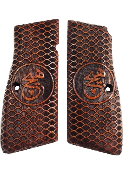 Silah Kabzası - Zig 14, Browning Hp, High Power 14, Dik Kasa, Browning Halkalı (Halka Için Kesim Yaptırmak Için Mesaj Atın), Halkasız ile Uyumlu - Meşe Renk - BRWHPMS047