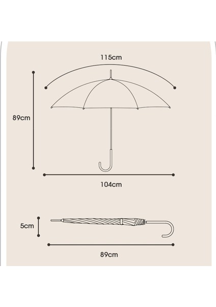 Su Geçirmez Düz Kutuplu Uzun Saplı Şemsiye (Yurt Dışından)