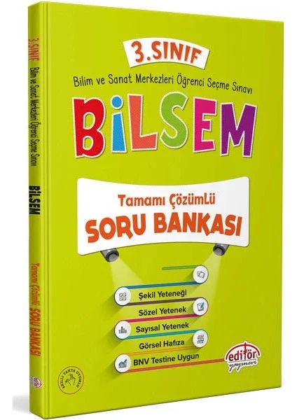 Editör Yayınları 3. Sınıf BİLSEM Tamamı Çözümlü Soru Bankası