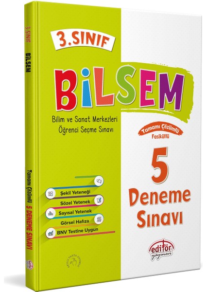 Editör Yayınları 3. Sınıf BİLSEM Çözümlü 5 Deneme Sınavı