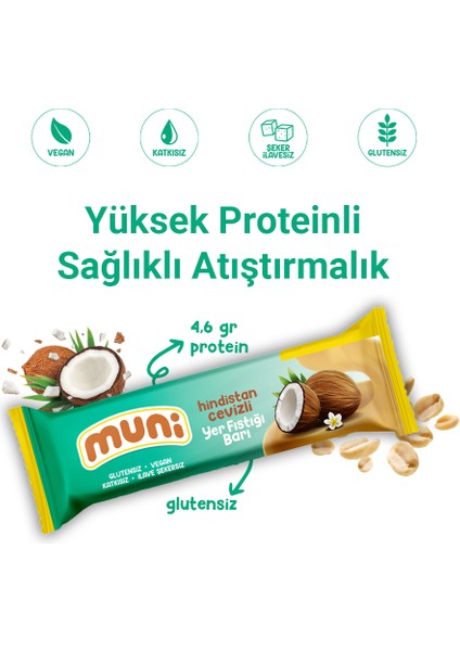 Hindistan Cevizli Yer Fıstığı Barı, 40 gr x 12 Adet