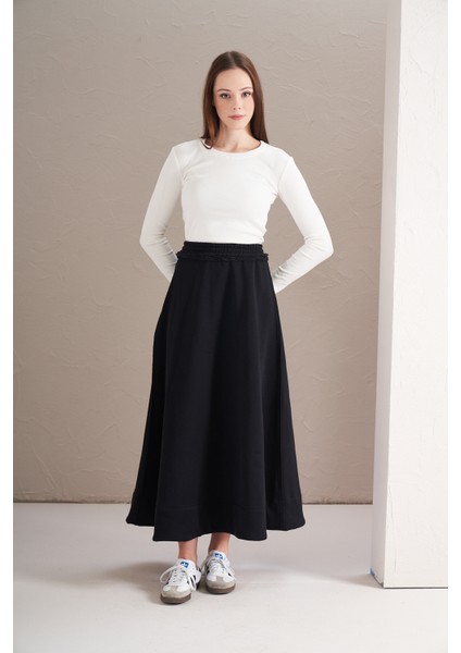 3 Iplik Şardonlu Daire Etek Siyah modelleri