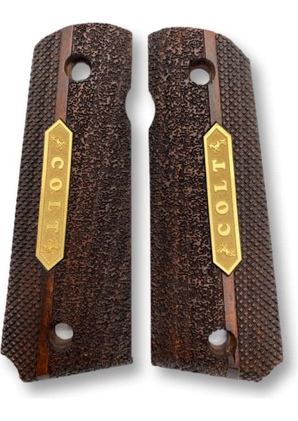 Silah Kabzası - Colt 1911, Girsan Mc 1911 ile Uyumlu - Koyu Kahverengi Renk - Metal Logolu - CLT1911CV024L4