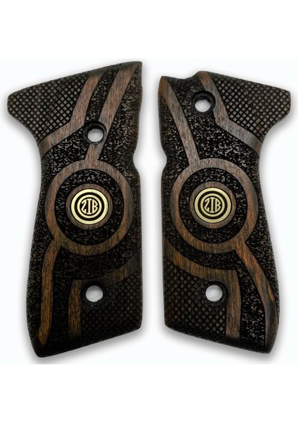 Silah Kabzası - Girsan Yavuz 16, Beretta F92 ile Uyumlu - Koyu Kahverengi Renk - Metal Logolu - BRTF92CV014L4