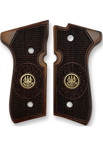 Silah Kabzası - Girsan Yavuz 16, Beretta F92 ile Uyumlu - Koyu Kahverengi Renk - Metal Logolu - BRTF92CV025L1