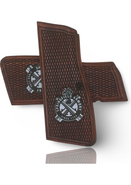 Silah Kabzası - Springfield SA35, Dik Kasa, Browning Hp 14, Zig 14 ile Uyumlu - Meşe Renk - Metal Logolu - SFSA35MS001L1 modelleri