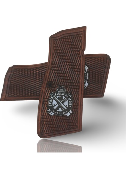 Silah Kabzası - Springfield SA35, Dik Kasa, Browning Hp 14, Zig 14 ile Uyumlu - Meşe Renk - Metal Logolu - SFSA35MS001L1 fırsatları