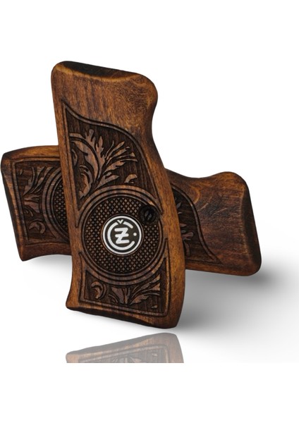 Silah Kabzası - Cz Kompakt, P-01 ile Uyumlu - Koyu Kahverengi Renk - Metal Logolu - CZCMPCV006L2 modelleri