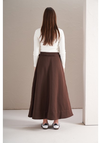 3 Iplik Şardonlu Daire Etek Bitter Kahve modelleri