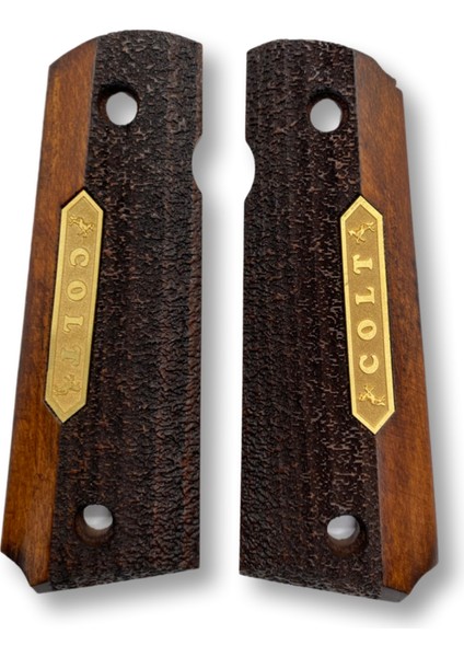 Silah Kabzası - Colt 1911, Girsan Mc 1911 ile Uyumlu - Koyu Kahverengi Renk - Metal Logolu - CLT1911CV032L1