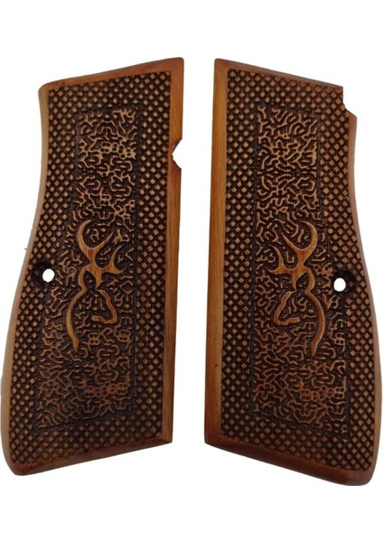 Silah Kabzası - Zig 14, Browning Hp, High Power 14, Dik Kasa, Browning Halkalı (Halka Için Kesim Yaptırmak Için Mesaj Atın), Halkasız ile Uyumlu - Tütün Renk - BRWHPTN013