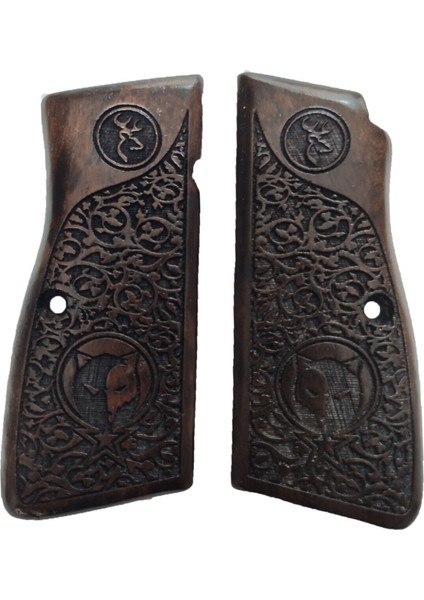 Silah Kabzası - Zig 14, Browning Hp, High Power 14, Dik Kasa, Browning Halkalı (Halka Için Kesim Yaptırmak Için Mesaj Atın), Halkasız ile Uyumlu - Koyu Kahverengi Renk - BRWHPCV046