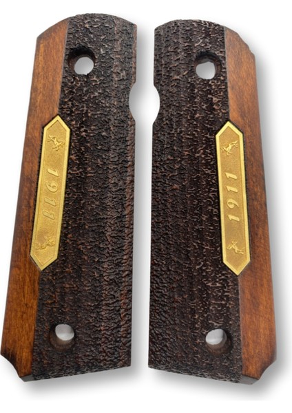 Silah Kabzası - Colt 1911, Girsan Mc 1911 ile Uyumlu - Koyu Kahverengi Renk - Metal Logolu - CLT1911CV032L3