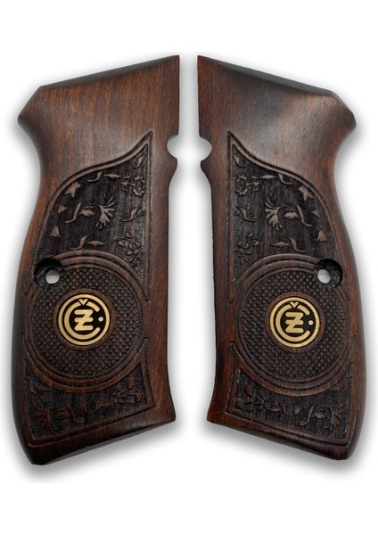 Silah Kabzası - Cz 75, Canik 55, S120, L120 ile Uyumlu - Koyu Kahverengi Renk - Metal Logolu - CZ75CV037L1