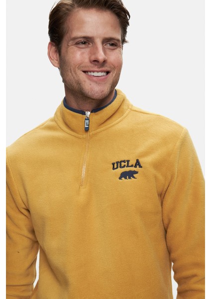 Cornıng Sarı Yarım Fermuarlı Nakışlı Polar Standard Fit Erkek Sweatshirt fiyatları