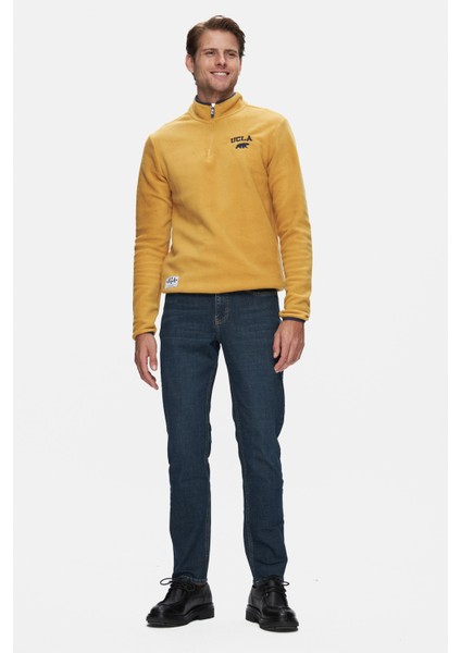 Cornıng Sarı Yarım Fermuarlı Nakışlı Polar Standard Fit Erkek Sweatshirt fırsatları