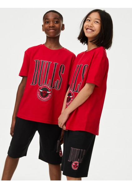 Marks & Spencer Saf Pamuklu Nba Chicago Bulls Pijama Takımı (6-16 Yaş)