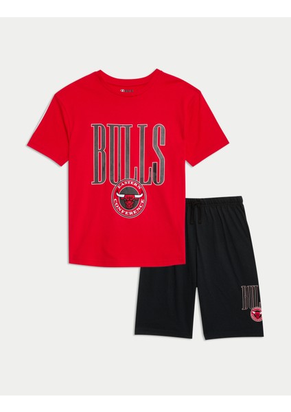 Marks & Spencer Saf Pamuklu Nba Chicago Bulls Pijama Takımı (6-16 Yaş)