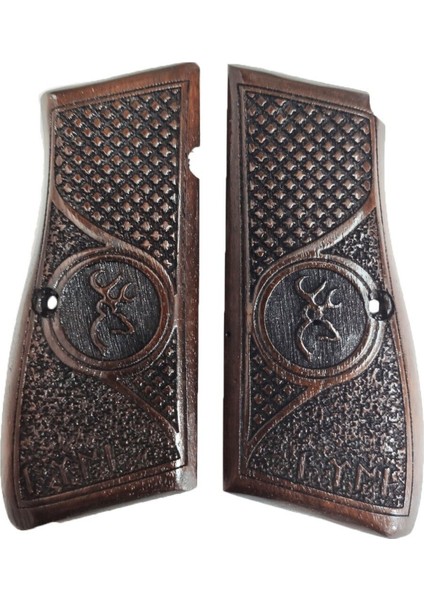 Silah Kabzası - Zig 14, Browning Hp, High Power 14, Dik Kasa, Browning Halkalı (Halka Için Kesim Yaptırmak Için Mesaj Atın), Halkasız ile Uyumlu - Koyu Kahverengi Renk - BRWHPCV051