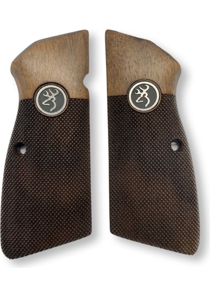 Silah Kabzası - Zig 14, Browning Hp, High Power 14, Spor Kasa ile Uyumlu - Koyu Kahverengi Renk - Metal Logolu - BRWHPSCV012L2