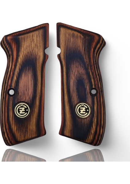 Silah Kabzası - Cz 75, Canik 55, S120, L120 ile Uyumlu - Sadece Vernik Uygulanmış - Lamine Malzemesinden Yapılma - Metal Logolu - LMCZ75SV074L1