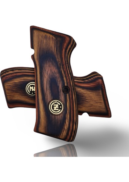 Silah Kabzası - Cz 75, Canik 55, S120, L120 ile Uyumlu - Sadece Vernik Uygulanmış - Lamine Malzemesinden Yapılma - Metal Logolu - LMCZ75SV074L1