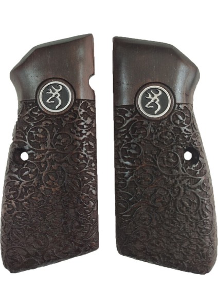 Silah Kabzası - Zig 14, Browning Hp, High Power 14, Spor Kasa ile Uyumlu - Koyu Kahverengi Renk - Metal Logolu - BRWHPSCV034L1