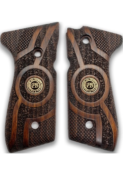 Silah Kabzası - Girsan Yavuz 16, Beretta F92 ile Uyumlu - Koyu Kahverengi Renk - Metal Logolu - BRTF92CV014L1