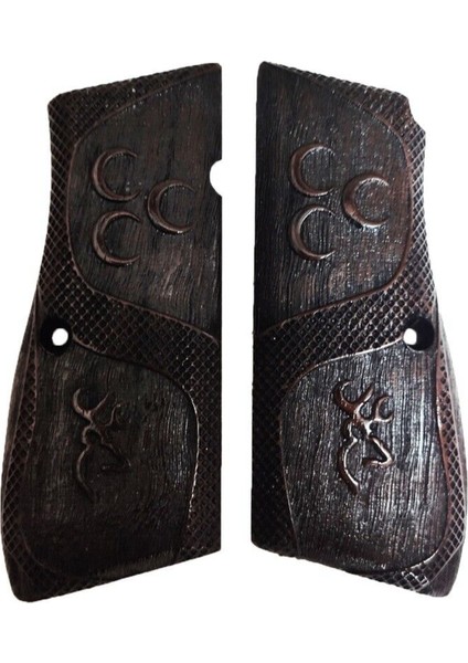 Silah Kabzası - Zig 14, Browning Hp, High Power 14, Dik Kasa, Browning Halkalı (Halka Için Kesim Yaptırmak Için Mesaj Atın), Halkasız ile Uyumlu - Koyu Kahverengi Renk - BRWHPCV011