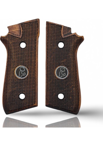 Silah Kabzası - Cybergun, Taurus PT92 ile Uyumlu - Koyu Kahverengi Renk - Metal Logolu - TRSPT92CV006L1